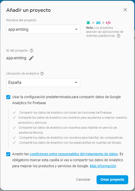 Proyecto en Firebase