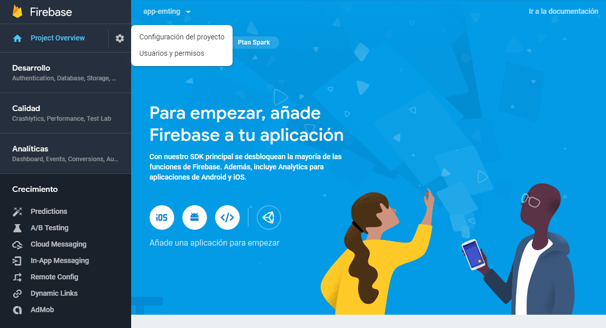 Configuración del proyecto en Firebase